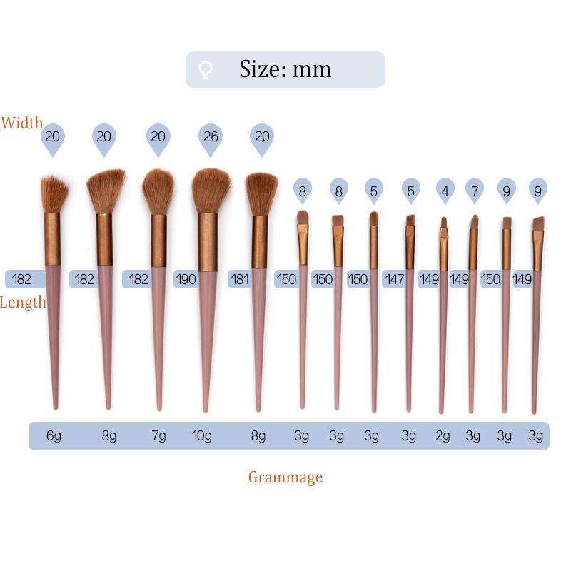 13 ks Sada štětců na make-up Přenosné Měkké štětiny Štětec na pudr Štětec na oční stíny Kompletní sada nástrojů na make-up
