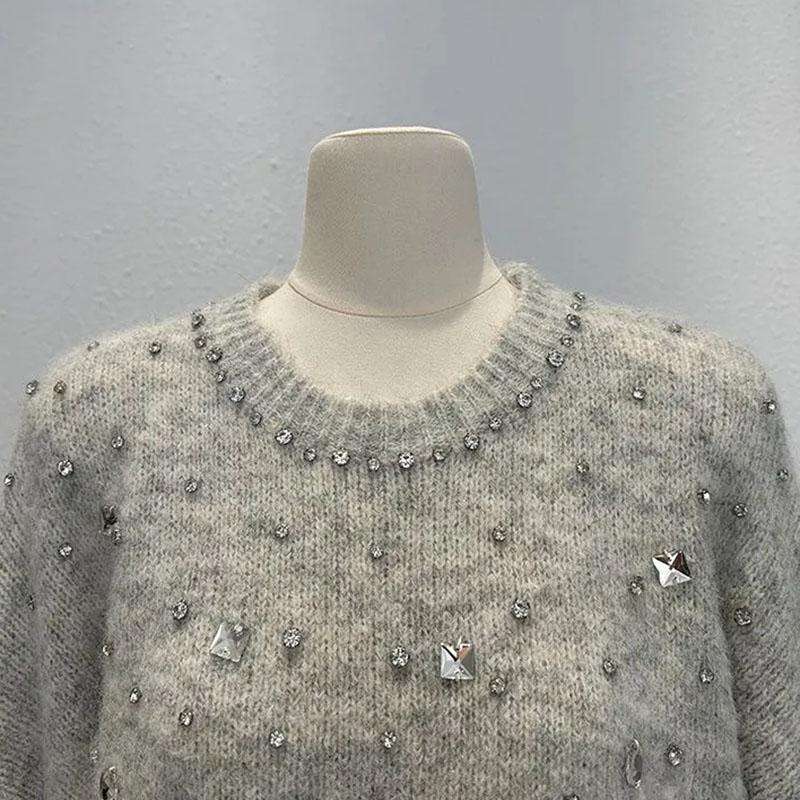 Sweater for Women Autumn Winter Thickened Pullover Warm Knitted Stretchy Long Sleeve Oversize Jumper Tops