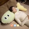 Stuffed Long Fish Pillow Cute Plaid Fish Cuddly Plush Toy Leg Pillow Back Support Headboard Cushion for Side Sleeping Sitting