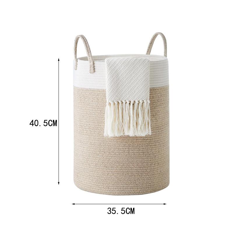 Large Woven Basket Rope Storage Baskets, Tall Cotton Basket, Laundry Basket for Blanket, Kids Toy, Nursery Clothes Hamper Basket