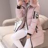 Women Winter Cotton Coat Thickened Padded Stuffed Hooded Mid Length Windproof Warm Zipper Pockets Zip Up Long Sleeve Solid Color Slim Fit Lady