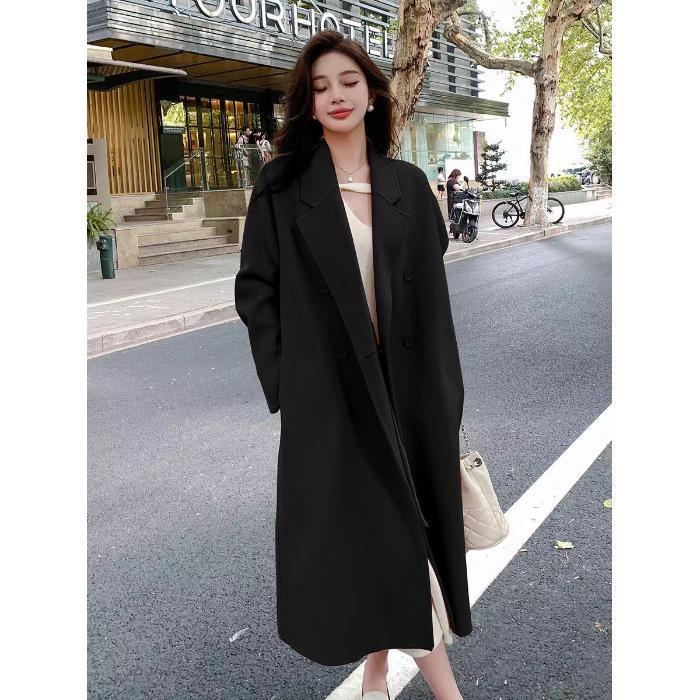 Hepburn Style Women's Mid-Length Woolen Coat - Autumn/Winter 2024