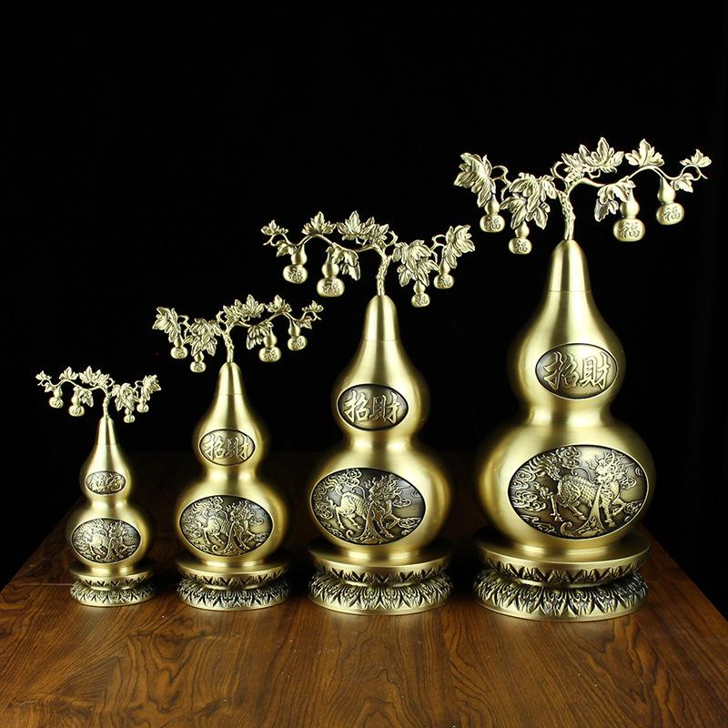 

Brass unicorn gourd tree office living room decoration ornament recruit treasure pure copper fortune tree, vine branch gourd