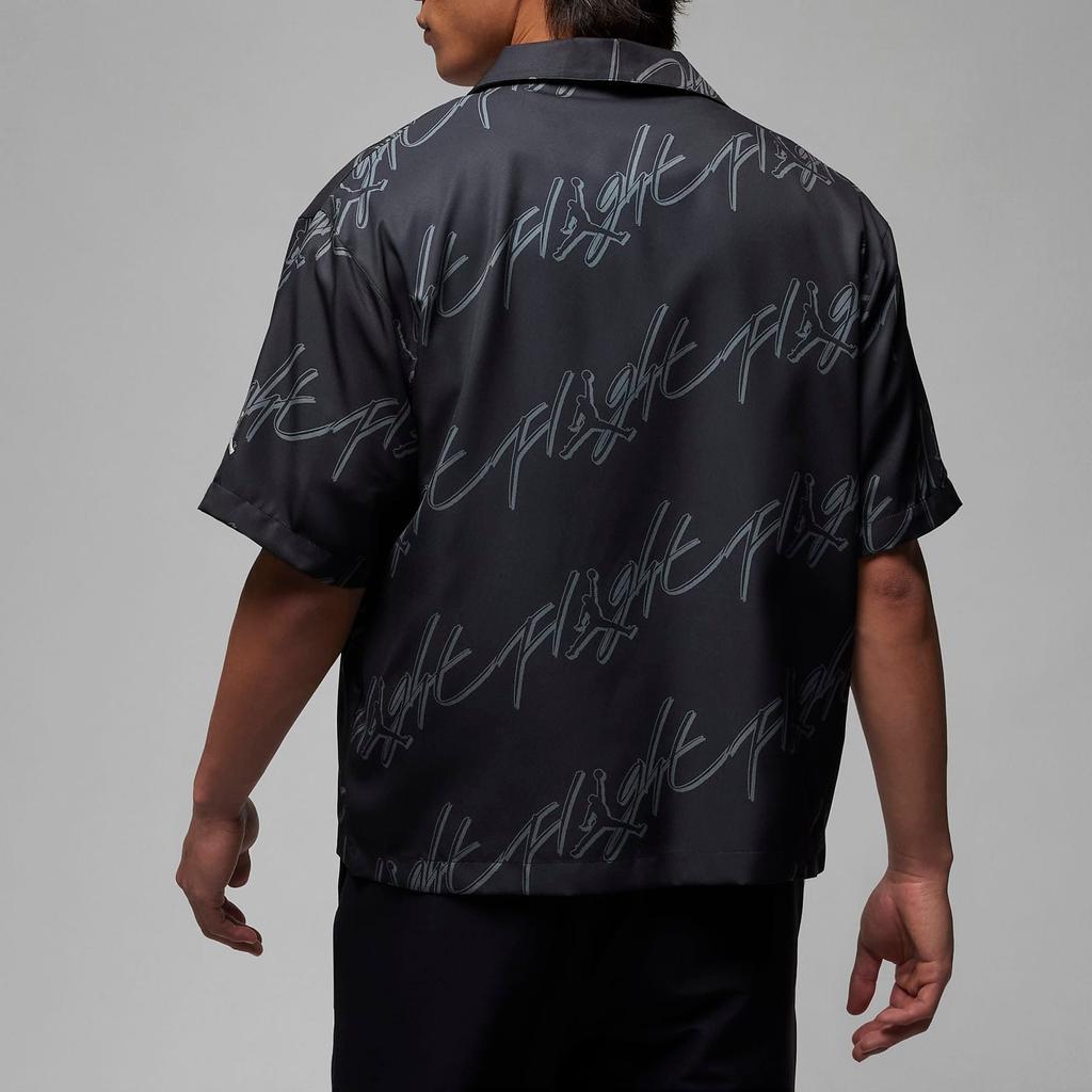 Jordan Essentials Letter Print Collared Sport Casual Breathable Loose Short Sleeve Shirt Men Tops Black FB7323-010