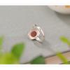 Adjustable Open Ring Women Men Vintage Floral Design Copper Jewelry With Red Agate Oval Cabochon