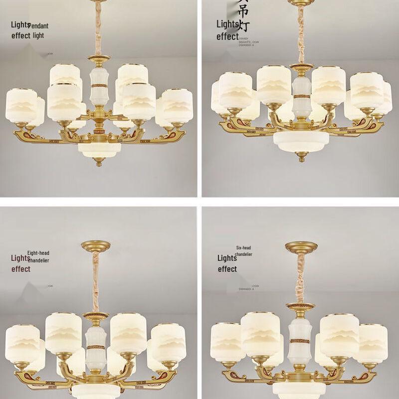 NuFeng Modern Chinese Style Chandelier, 12-Light, 3-Color Dimmable