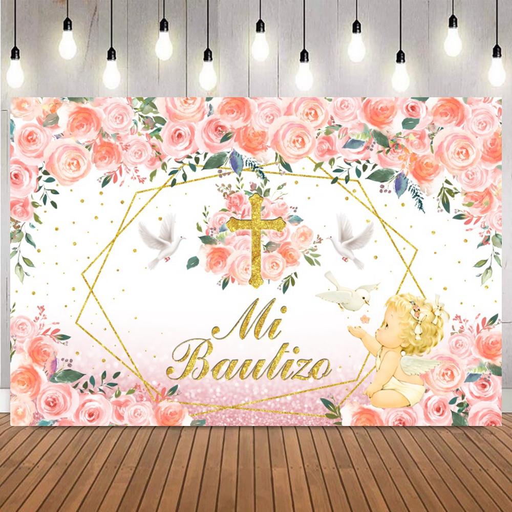 Mi Primera Comunion Photography Background Holy Bible Cross Newborn Baptism Backdrop First Holy Communion Party Decor Banner29