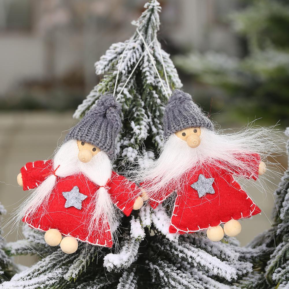 Bead Cute Wooden Foot Doll Hanging Ornaments For Children Joyful Decor Christmas