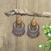 Bohemian Classic Women Geometric Tassel Wooden Earrings Vintage Gypsy Ethnic Circle Flower India Dangle Earrings Jhumka Jewelry