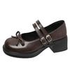Versatile shallow bow small leather shoes women's 2025 new platform British style retro jk Mary Jane single shoes