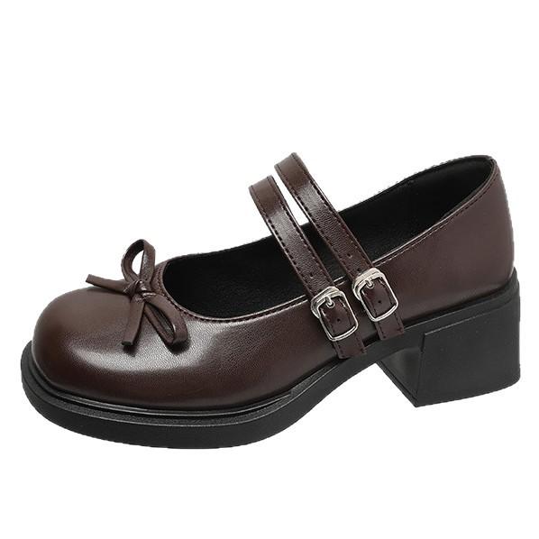 Versatile shallow bow small leather shoes women's 2025 new platform British style retro jk Mary Jane single shoes