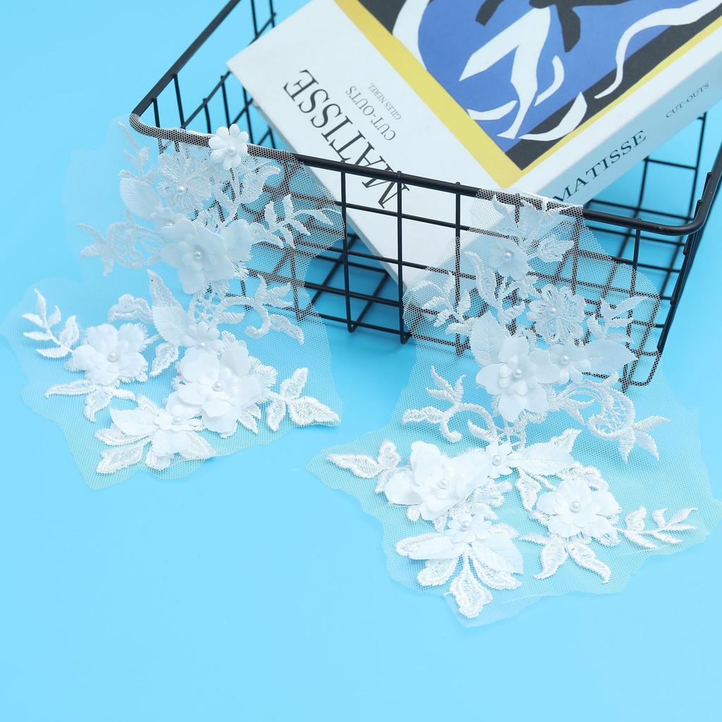 Polyester Silk Beads To Flower White Embroidery Clothing Accessories Women'S Clothing Children'S Clothing Hanfu Lolita Lace Fabric Lace