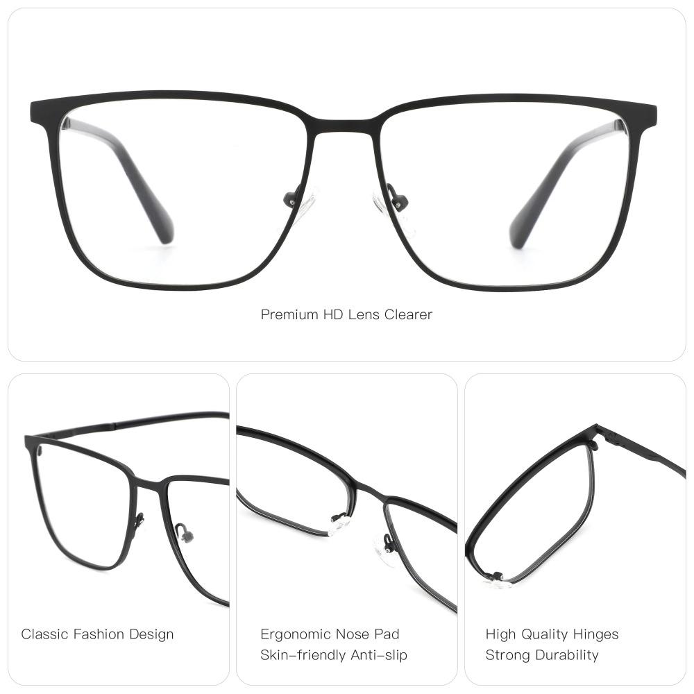 ZENOTTIC Square Prescription Glasses Fashion Metal Myopia/Progressive Eyewear Best Optical Eyeglasses for Men