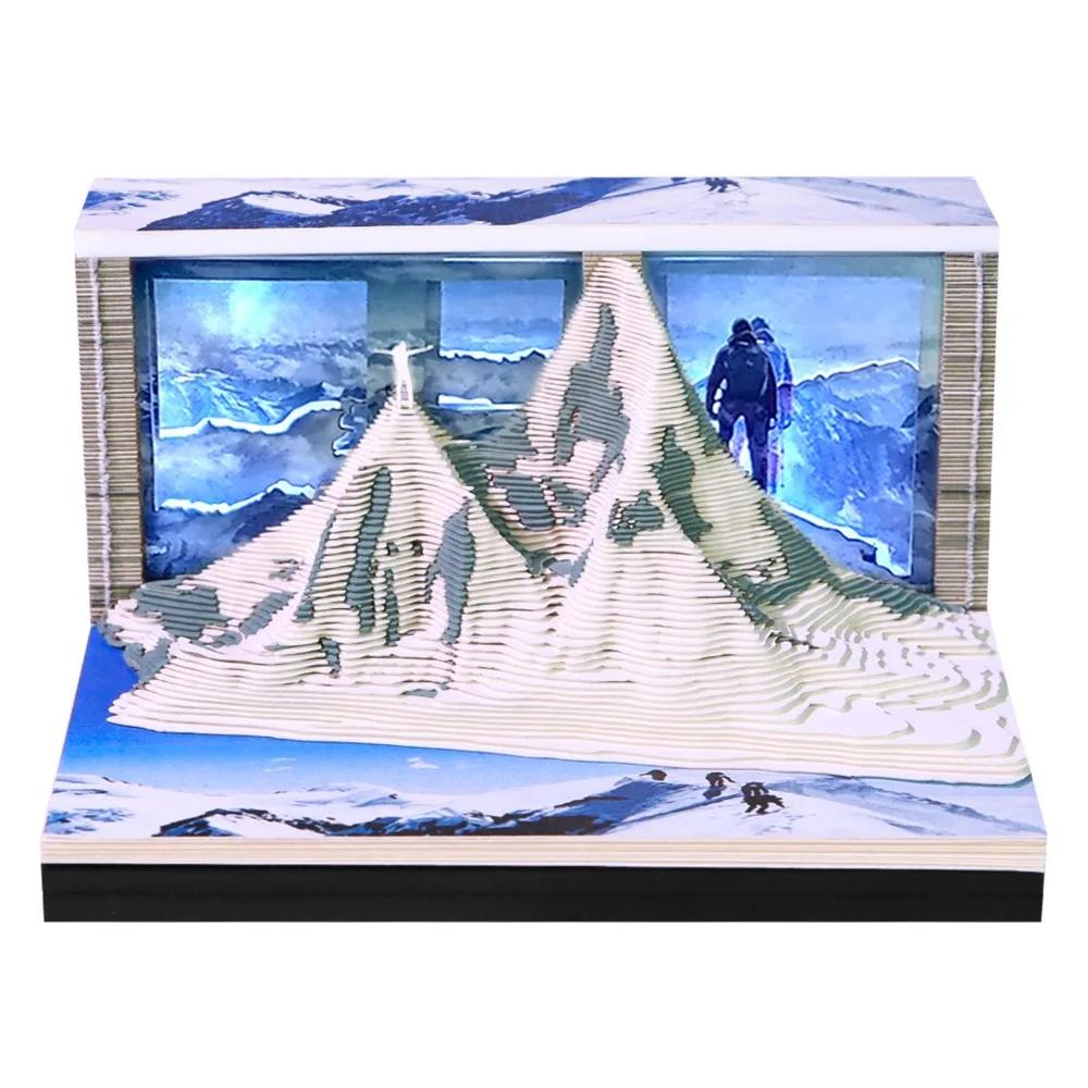 With Lights Paper Sculpture Calendar Notepad 3D Paper Craft 2026 Weekly Calendar Desktop Ornament Magic Castle Calendar
