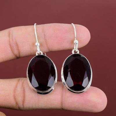 Faceted Mozambique Garnet Earring 925 Sterling Silver Earrings Handmade Amazing Jewelry Natural Gemstone Earrings Drop Earring Gifts For Her