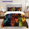 Fantasy Warriors Unite Azeroth Three-piece set (1 * duvet cover + 2 * pillowcase, without core) 2D Flat Christmas birthday gift Soft and comfortable