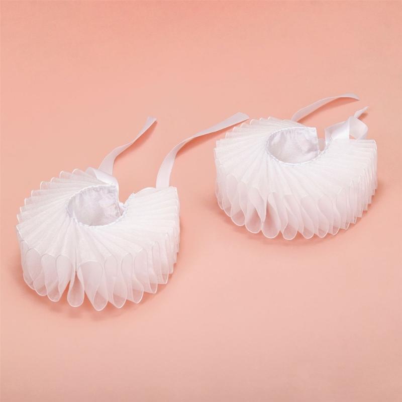 Ruff Collar Ruffled Cosplay Tie for Shirt Blouse Decorative Wristband False Collar Play Costume Accessories