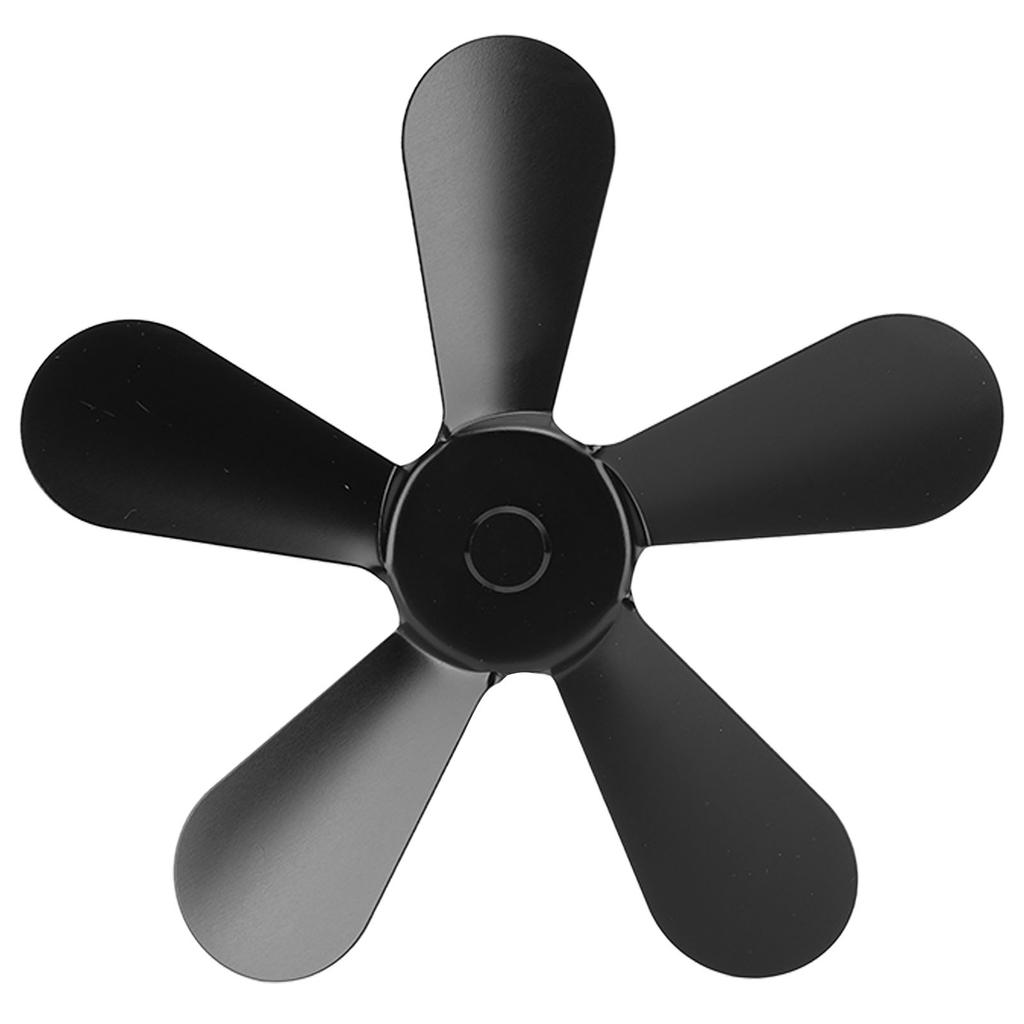 5 Blätter Ofenventilatorblatt Aluminiumlegierung Wärmegetriebene Ofenventilatorblätter Ersatz für Kaminventilator Schwarz