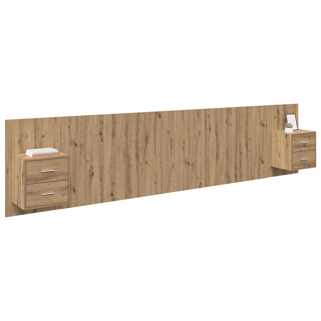 Headboard with Cabinets 3 pcs Artisan Oak Wood Based Material