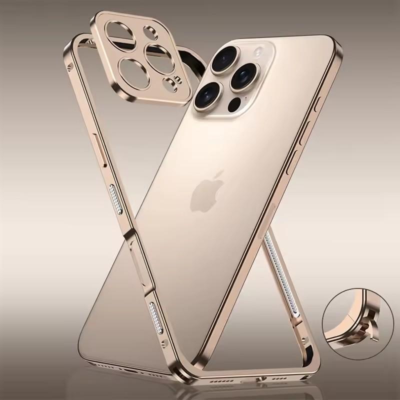 Rahmen Bumper Handyhülle aus Luftfahrt-Aluminiumlegierung für iPhone 16 15 14 13 12 Pro Max Plus Metall Linsenschutz Stoßfeste Hülle
