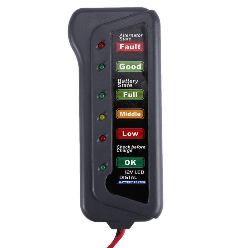 12V Battery Alternator Test Tester Car Van Motorbike 6 LED Display Indicators