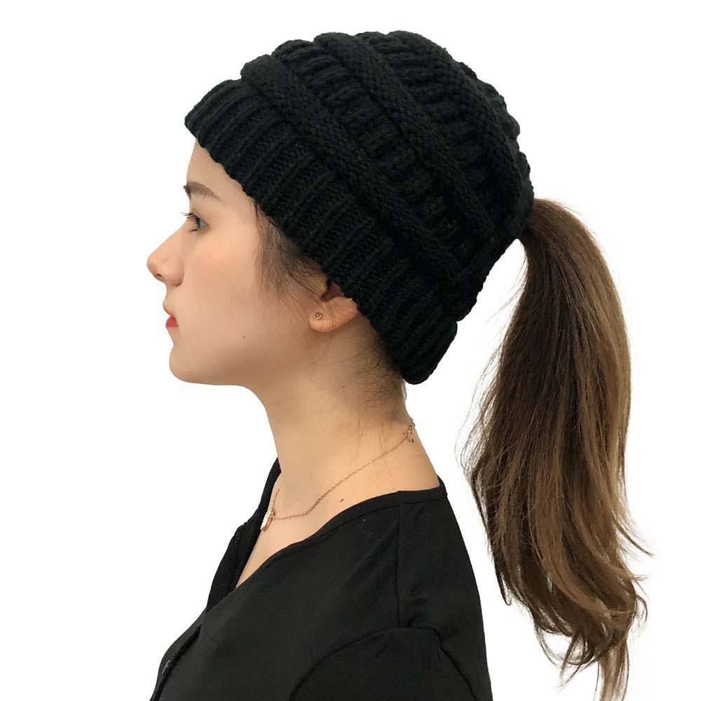 Buy Women Girls Messy Bun Crochet Cap 