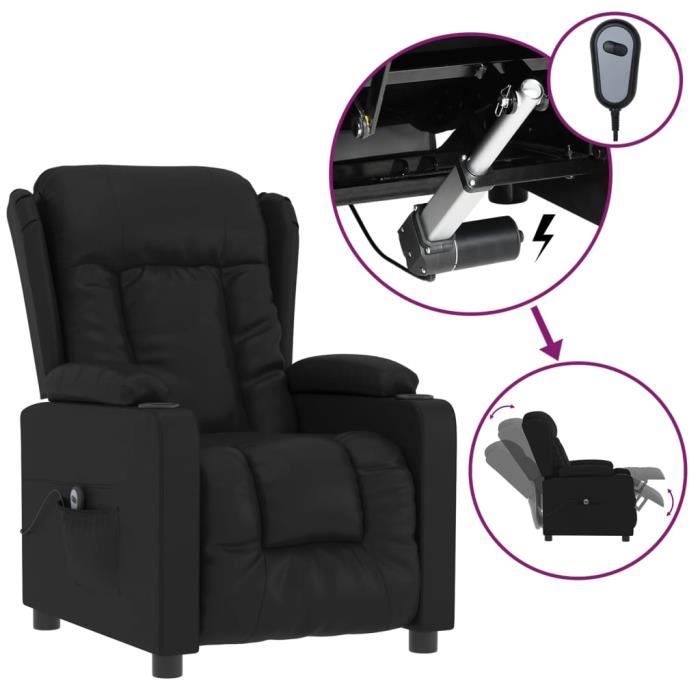 VidaXL Fauteuil inclinable électrique Noir Similicuir 3098801