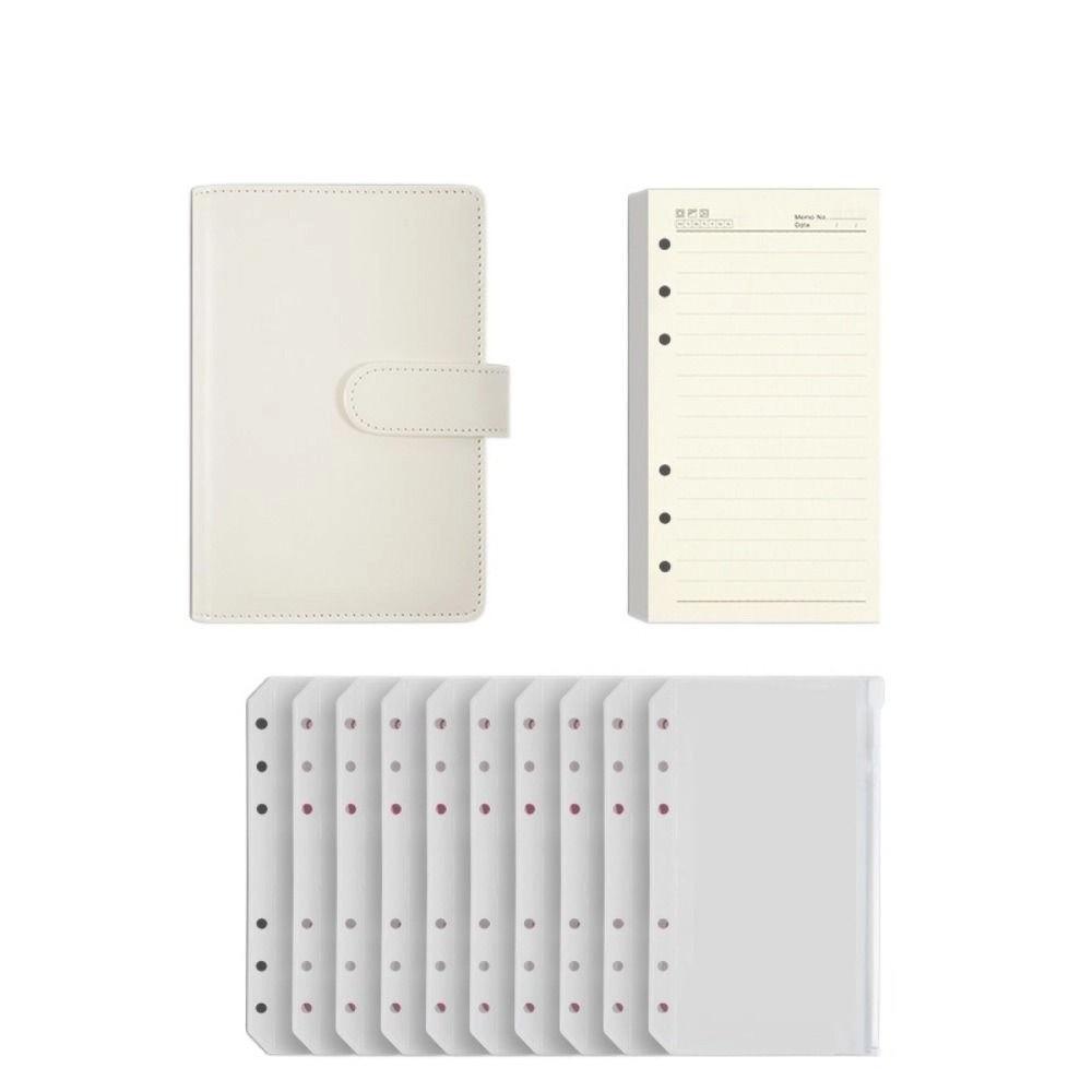 Pu Leather Loose-Leaf Notebook Macarone Color Budget Binder  Office Stationery Supplies