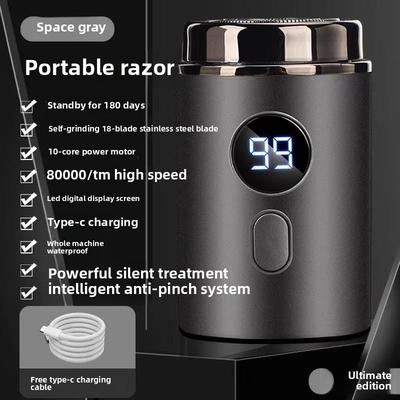 1pcs Men's Electric Shaver USB Charging Digital Display Shaver Can Be Directly Washed with Water Portable Travel Smart Shaver