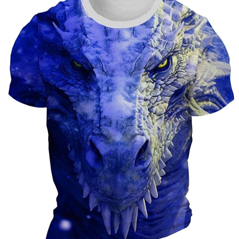 Men's T-shirt 3D dragon print summer daily casual men's street T-shirt short sleeved outdoor sports city fashion men's T-shirt