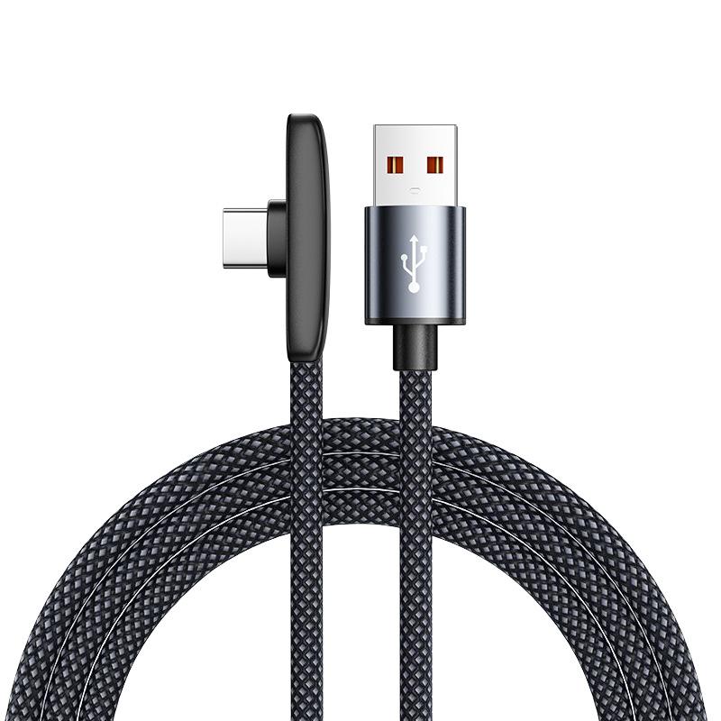 

90 Degree Elbow USB Type C Cable 100W Fast Charging Data Cord For Xiaomi Huawei Samsung USB C Gaming Cable Nylon Braided Wire 1m