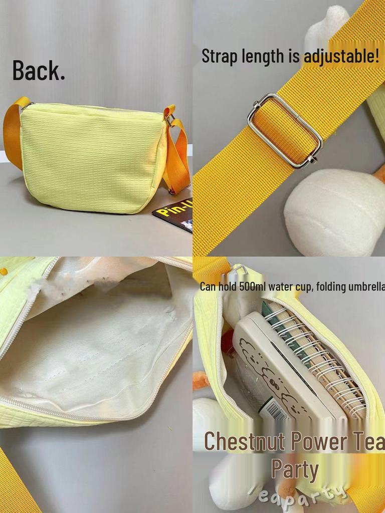 Korean-Style Cute Cartoon Cheese Crossbody Bag for Women and Students - Soft Girl Dumpling Shoulder Bag