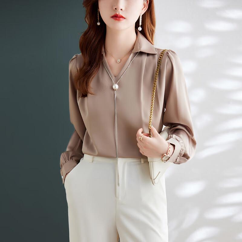 

Women s Elegant V-Neck Long Sleeve Commuter Shirt 3XL