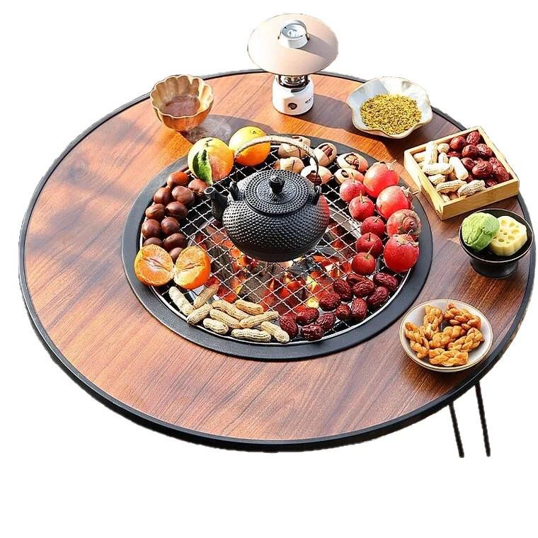 Portable Electric & Carbon Dual-Use Stove with Fire Pit Set for Outdoor Courtyard and Home Use, Foldable Design