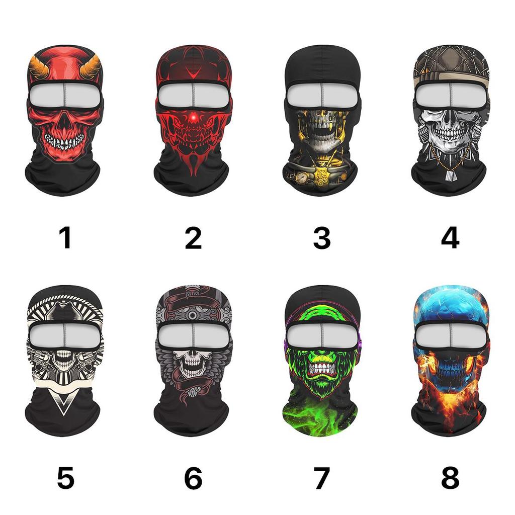 Skull Print Balaclava Face Mask, Ice Silk Cooling Breathable Sun Protection Full Face Cover for Cycling Running Hiking Outdoor Sports