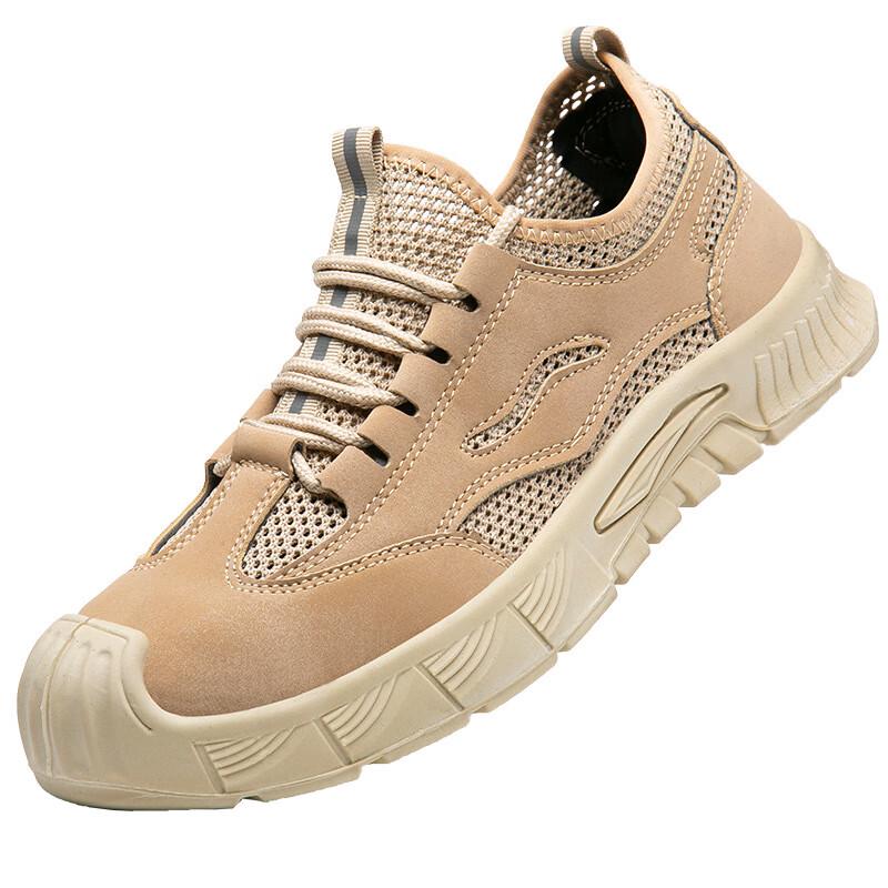 Pofuniao Summer Breathable Safety Shoes with Injection Sole 36