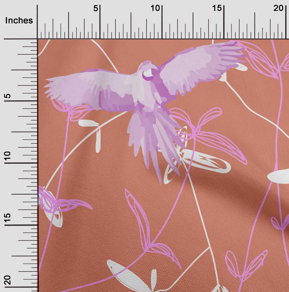 oneOone Bavlněný Flex Tmavě Růžově Hnědý Látka Tropický Papoušek s Listy DIY Oblečení Prošívaná Látka Tištěná Látka na Metráž 40 Palců