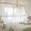 1PC LOZUJOJU French Style Gold Thread Embroidered Sheer Curtain Romantic Style Luxury Tulle for Living Room Bedroom Balcony Window Home Decor
