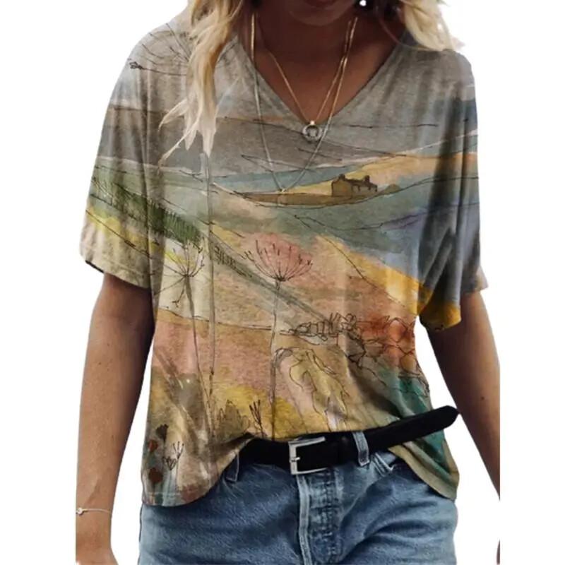 Oversized 3d Abstract Summer Print Women's T-shirt Casual Loose Short-sleeved Tops Tee Ladies Tshirt 5xl Streetwear Clothes