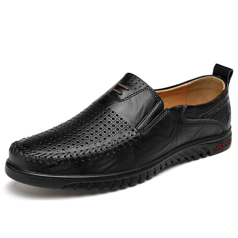 Plus Size Spring and Autumn Soft Bottom Leather Shoes Men's Leather Breathable Men's Business Casual Shoes Lazy Driving Gommino