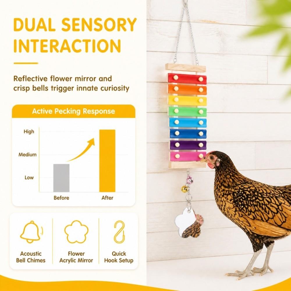 Non-Toxic Hanging Xylophone Toy Wood Bird Xylophone Durable Chicken Wooden Toy Chickens