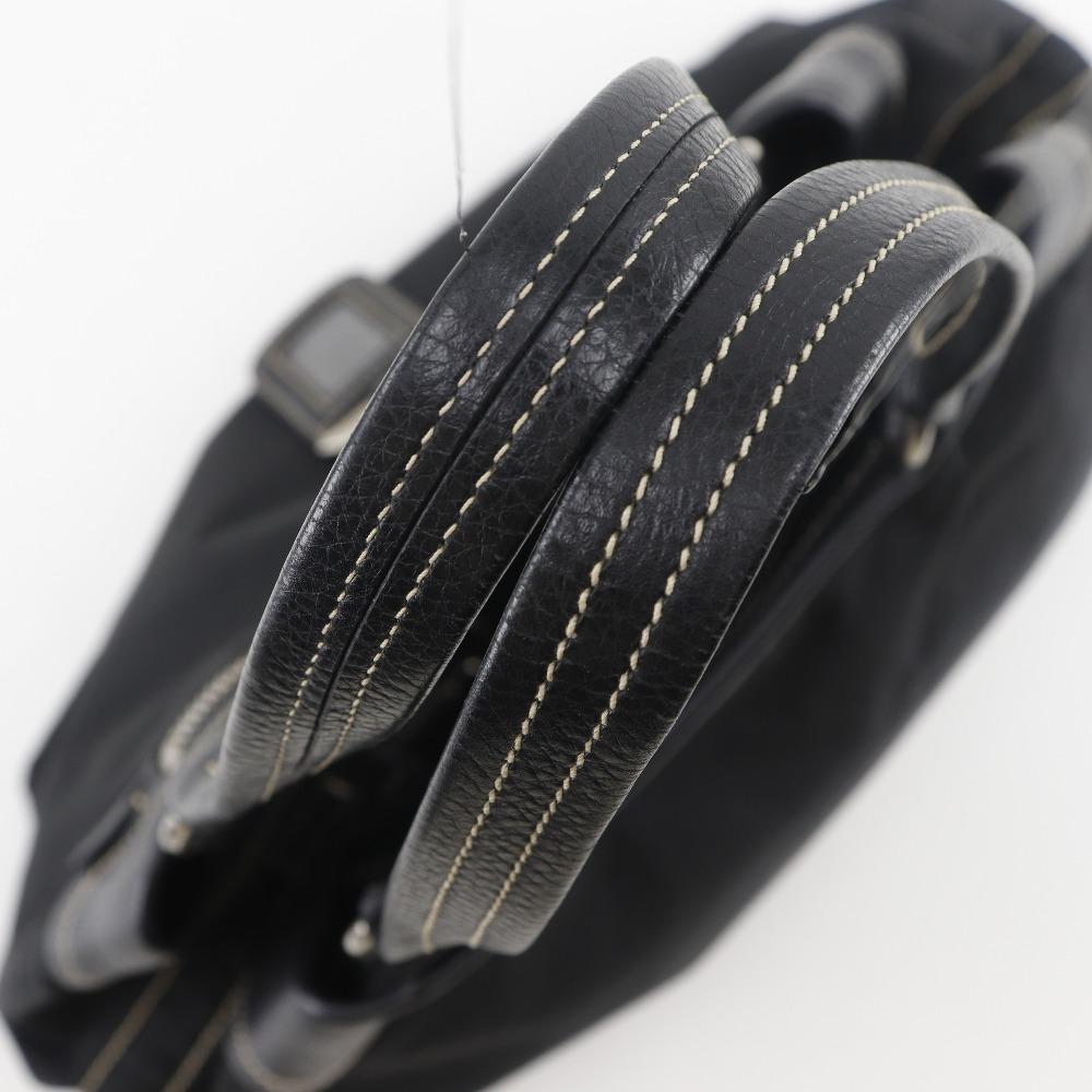 PRADA Logo embossing Tote Bag black Nylon/leather Women Used