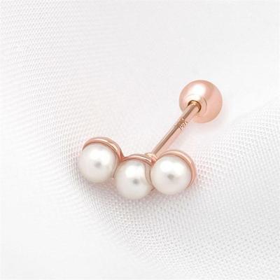 [Onm] Onm 14 Karat Gold Nadel Roségold Dreifach Perlen Stecker Piercing (S9593968)