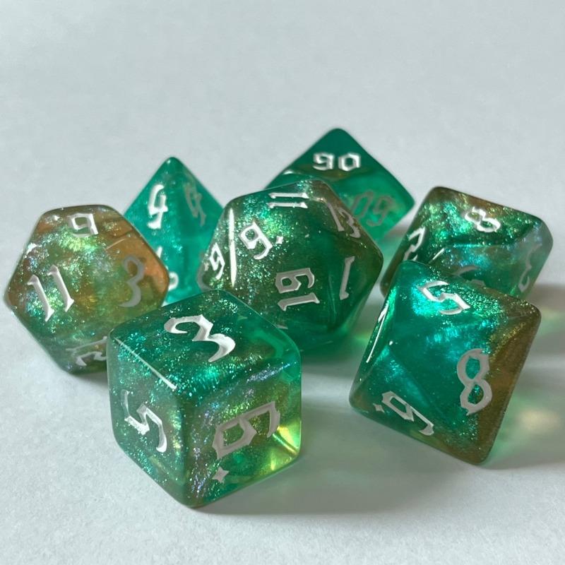 7 Pcs of New Double Colors Dice Polyhedral Gold Font Digital Dices Kit for TRPG RPG D20 D12 D10 D8 D6 D4 Table Game Kids Toy