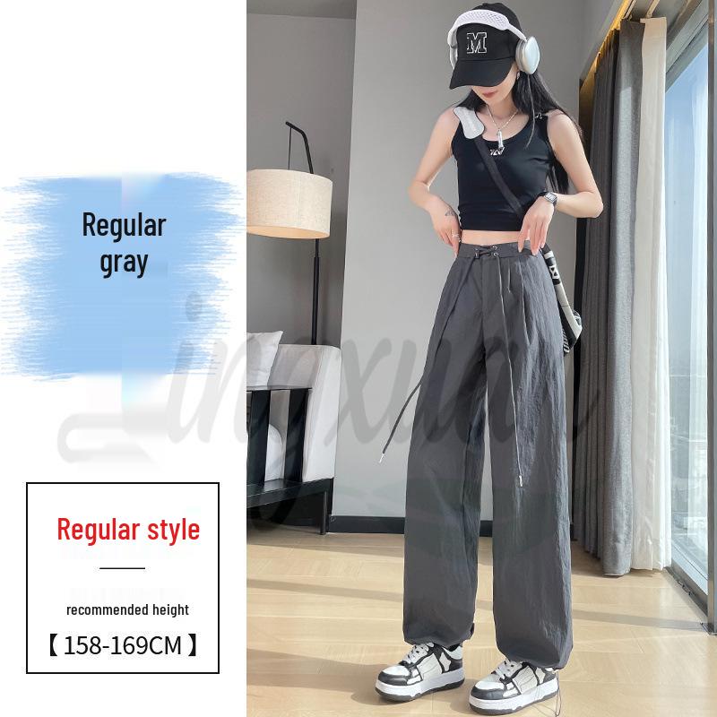 Women s Quick-Dry High-Waisted Cuffed Wide-Leg Pants - Summer 2026 Thin Sportswear XS