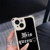 Ae84 King Queen Couple Art Soft Phone Cases for iPhone 16 15 14 13 12 11 Pro Max 8 7 Plus XR XS with Wrist Strap Lanyard Corner Protection Back Cover