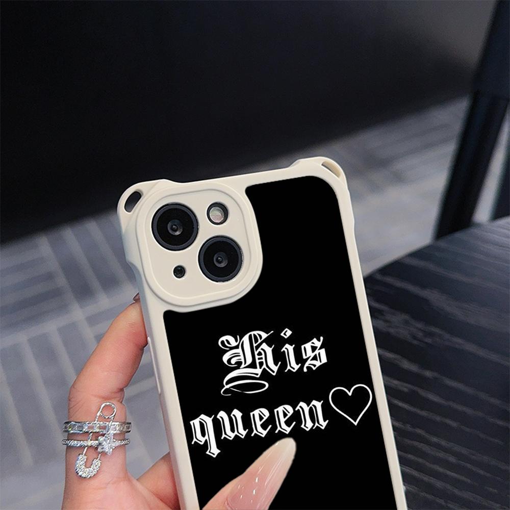Ae84 King Queen Couple Art Soft Phone Cases for iPhone 16 15 14 13 12 11 Pro Max 8 7 Plus XR XS with Wrist Strap Lanyard Corner Protection Back Cover