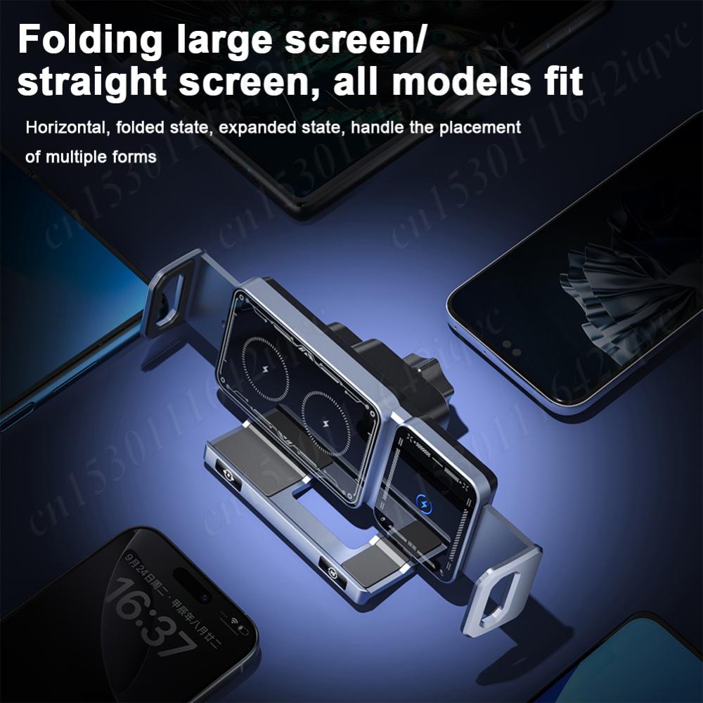 Car Wireless Charger Stand Car Phone Holder Mount 15W Dual Coil Car Vent Phone Holder For Samsung Galaxy Z Fold 5 6 Flip 3 4