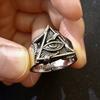 Retro Cthulhu Eye of Providence Adjustable Open Ring For Men Silver-plated Copper Gothic Punk Edgy  Accessories Cool Gift
