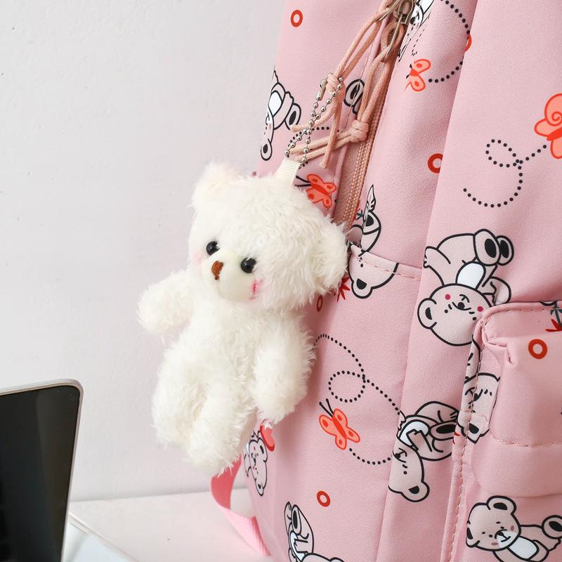 School bag new cute cartoon nylon backpack women's large-capacity middle and high school burden reduction wear-resistant school bag three-piece set